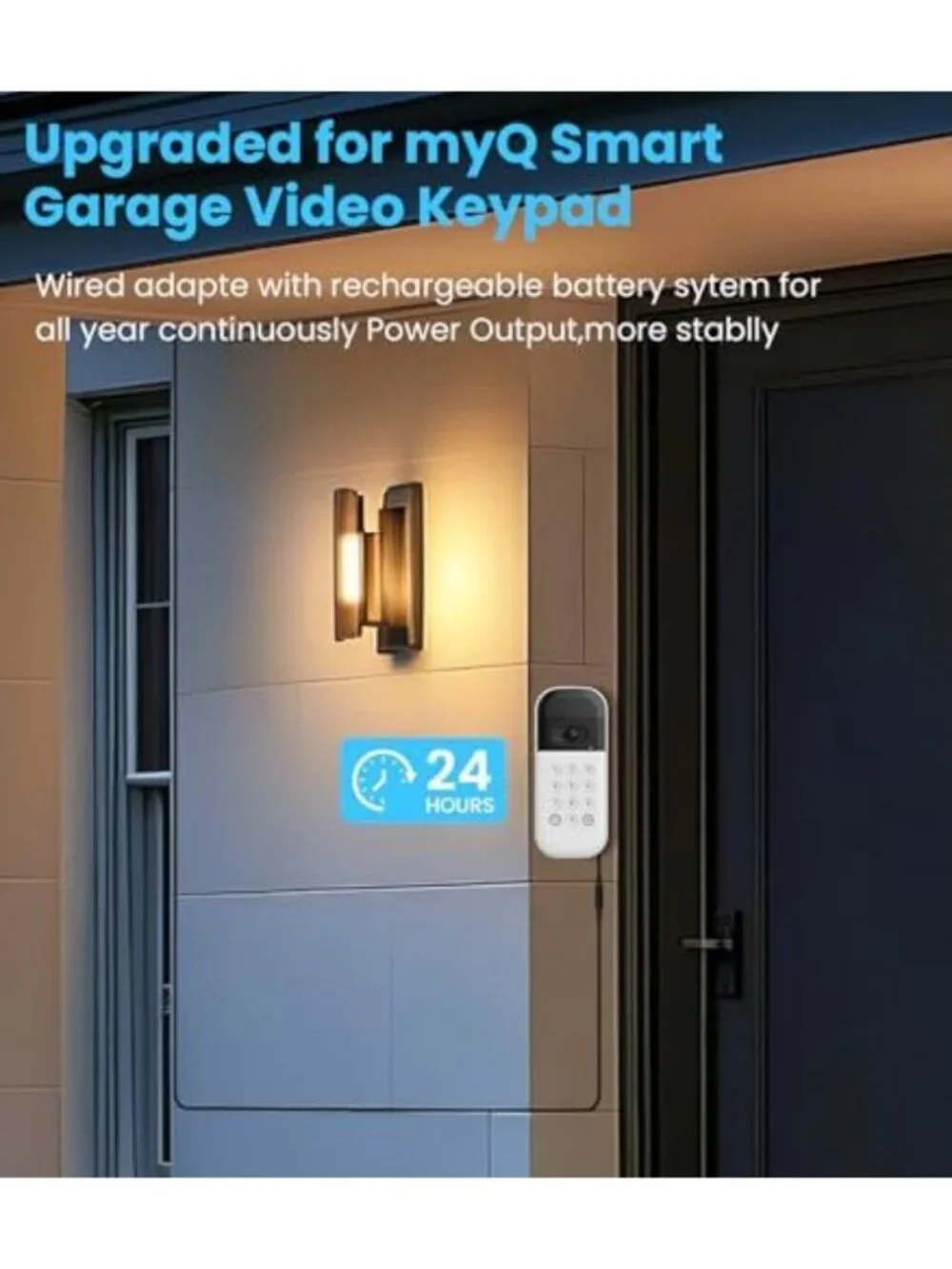 Wired Power Adapter Kit with Battery Backup for Smart Garage Door Keypad